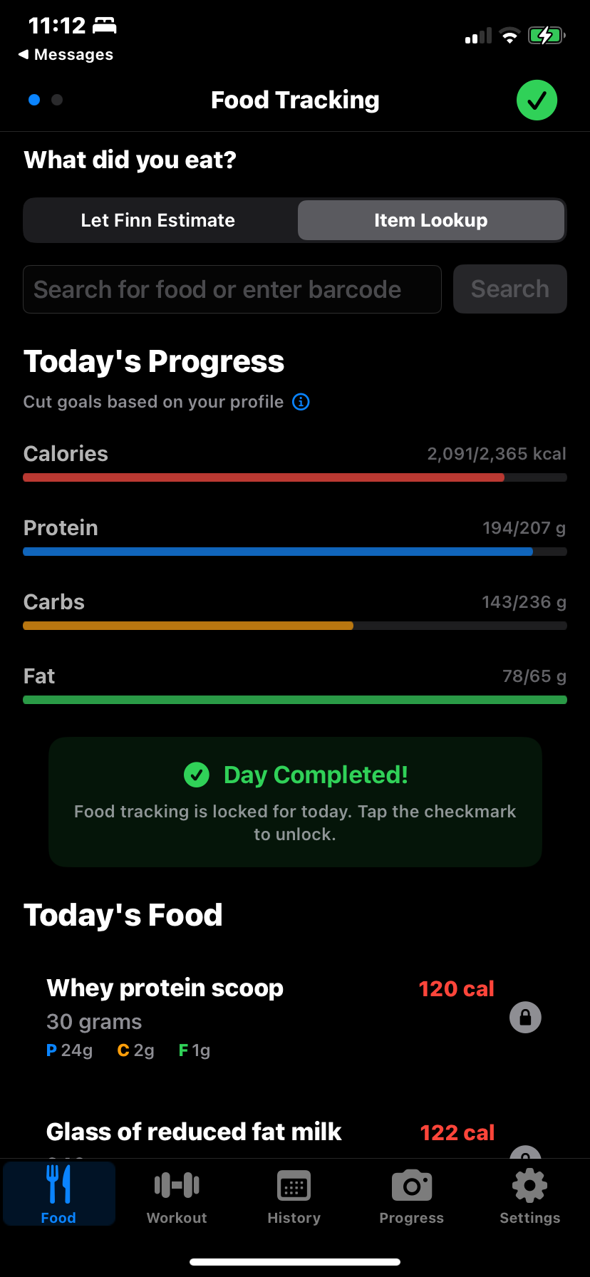AI macro tracking screenshot